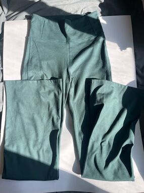 girlfriend collective High-Waist Wide Leg Pants in Emerald/Teal Green